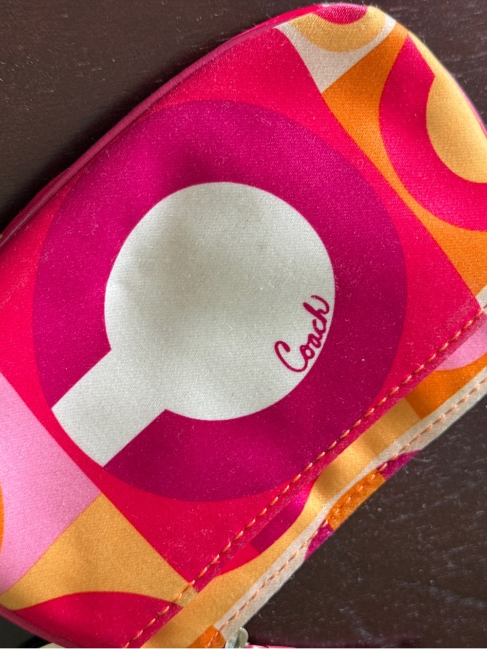Coach Pink and Orange Signature Wristlet Pouch - Picture 6 of 6
